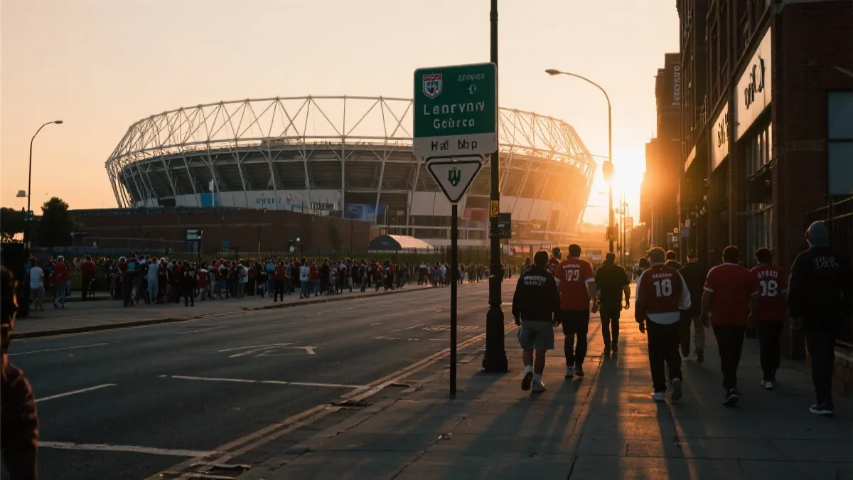 世界杯比赛日球迷在城市中移动的实用旅行画面